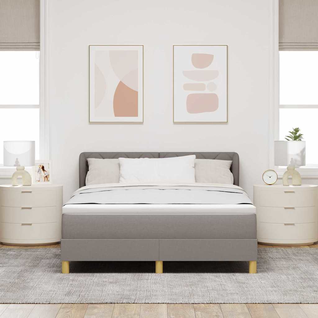 Boks madrasseng med madras creme 90x200 cm stof Gråbrun