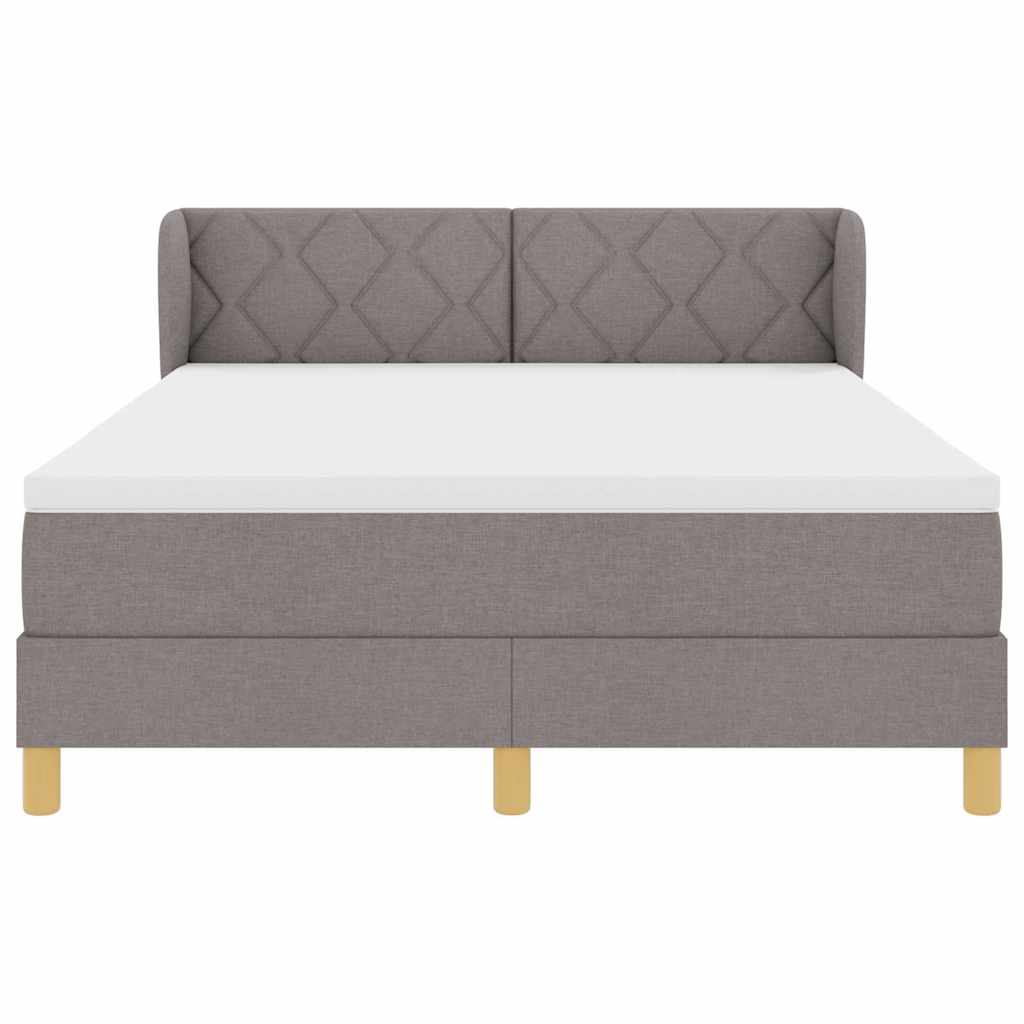 Boks madrasseng med madras creme 90x200 cm stof Gråbrun