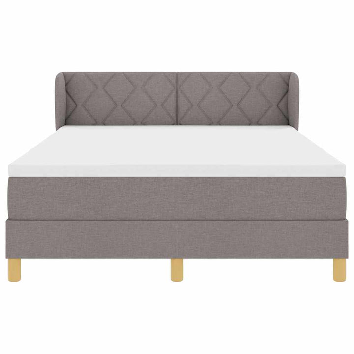 Boks madrasseng med madras creme 90x200 cm stof Gråbrun