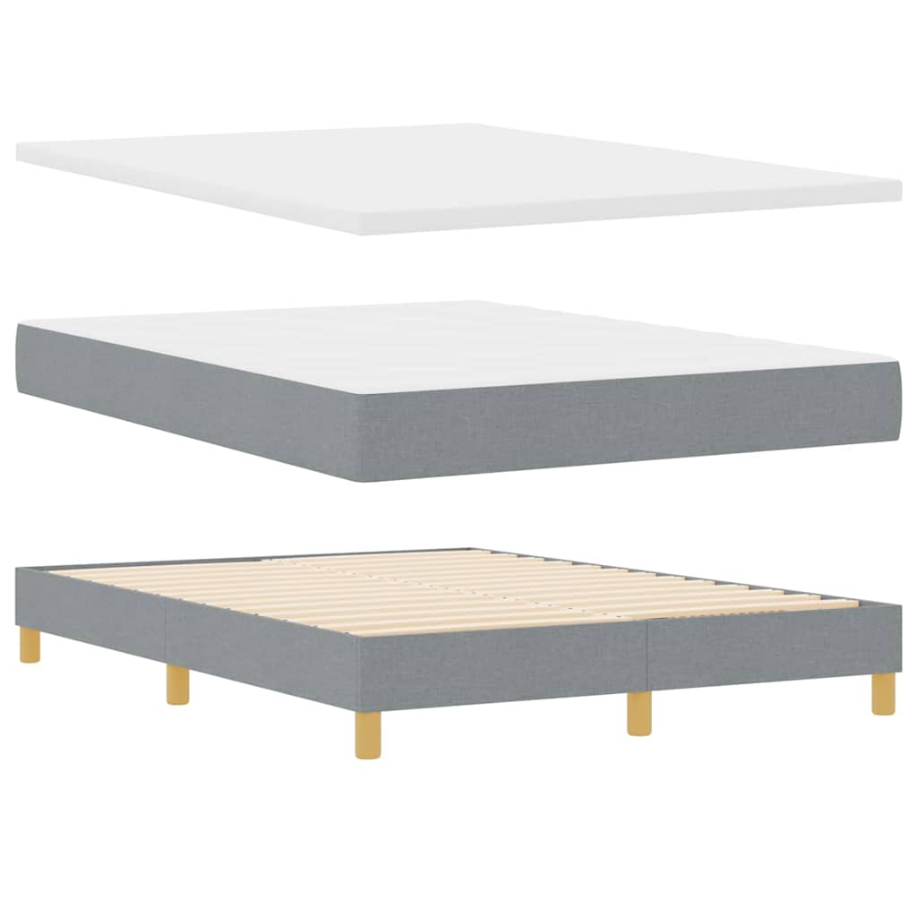 Boks madrasseng med madras creme 90x200 cm stof Lysegrå