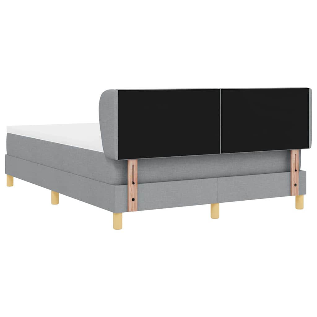 Boks madrasseng med madras creme 90x200 cm stof Lysegrå