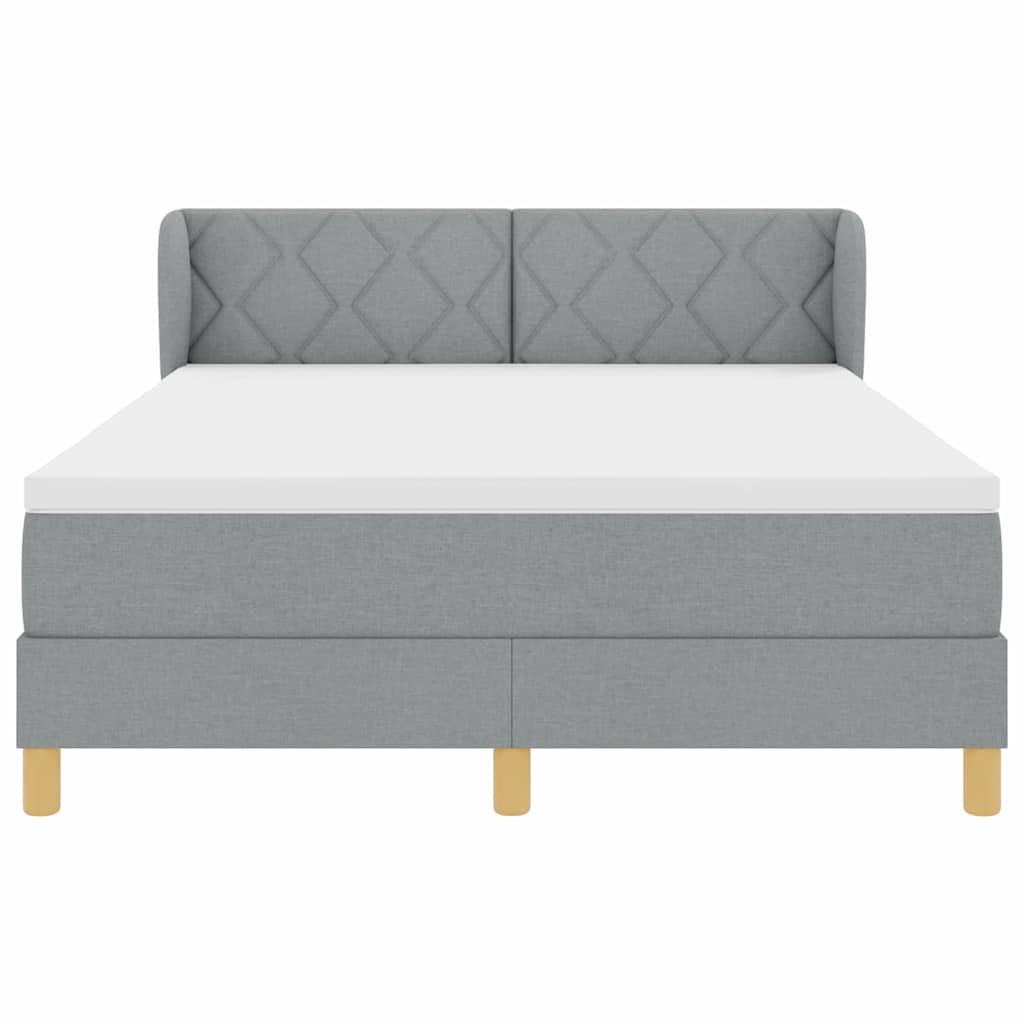 Boks madrasseng med madras creme 90x200 cm stof Lysegrå