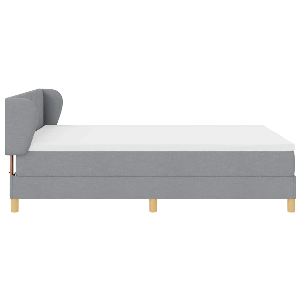 Boks madrasseng med madras creme 90x200 cm stof Lysegrå