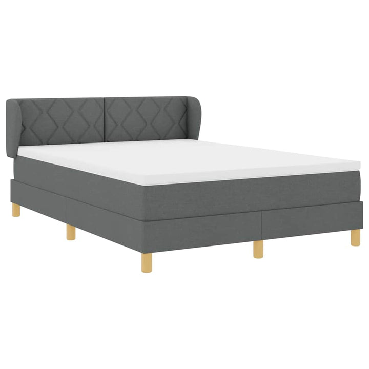 Boks madrasseng med madras creme 90x200 cm stof Mørkegrå