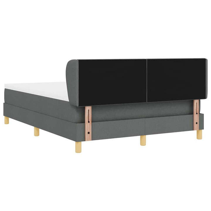Boks madrasseng med madras creme 90x200 cm stof Mørkegrå