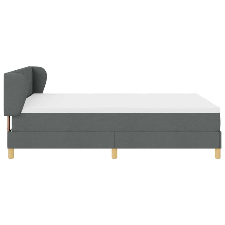 Boks madrasseng med madras creme 90x200 cm stof Mørkegrå