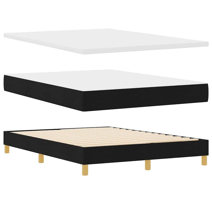 Boks madrasseng med madras creme 90x200 cm stof med madras Sort
