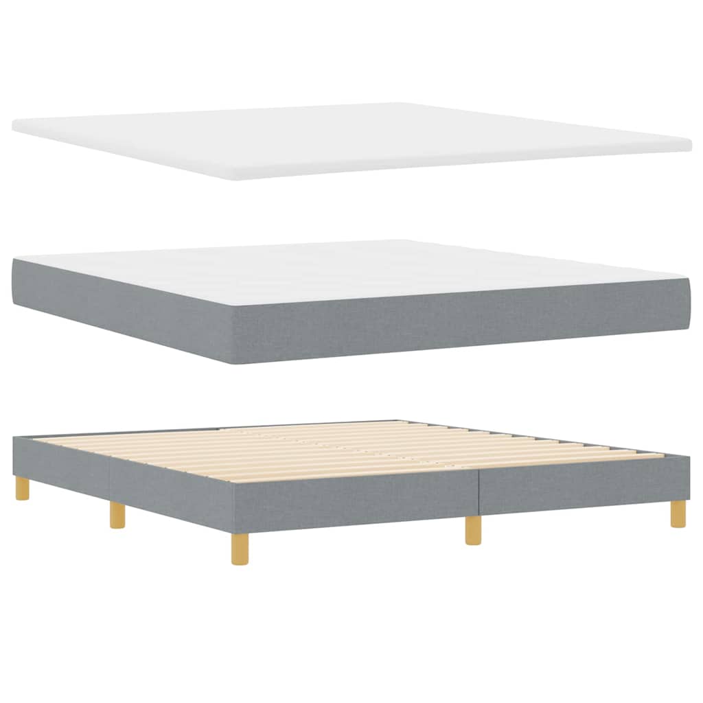 Boks madrasseng med madras creme 90x200 cm stof Lysegrå