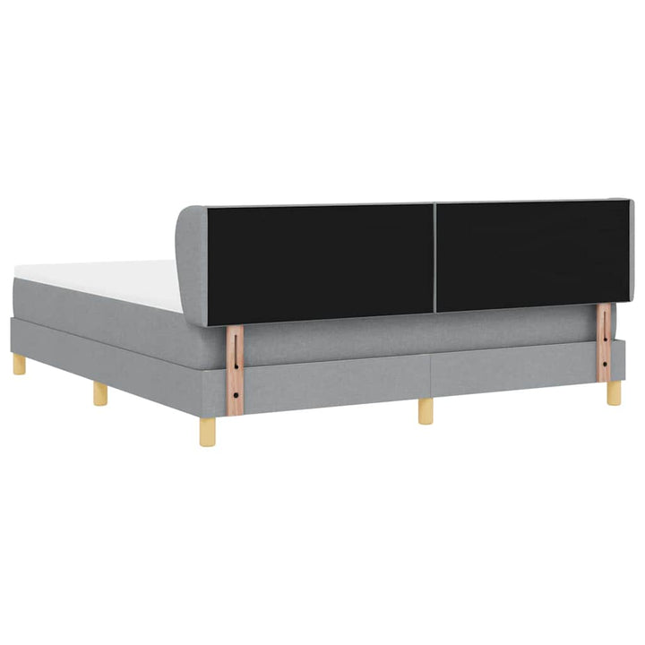 Boks madrasseng med madras creme 90x200 cm stof Lysegrå