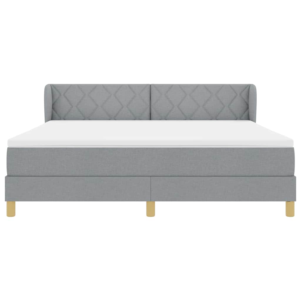 Boks madrasseng med madras creme 90x200 cm stof Lysegrå