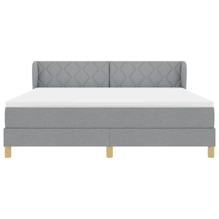 Boks madrasseng med madras creme 90x200 cm stof Lysegrå