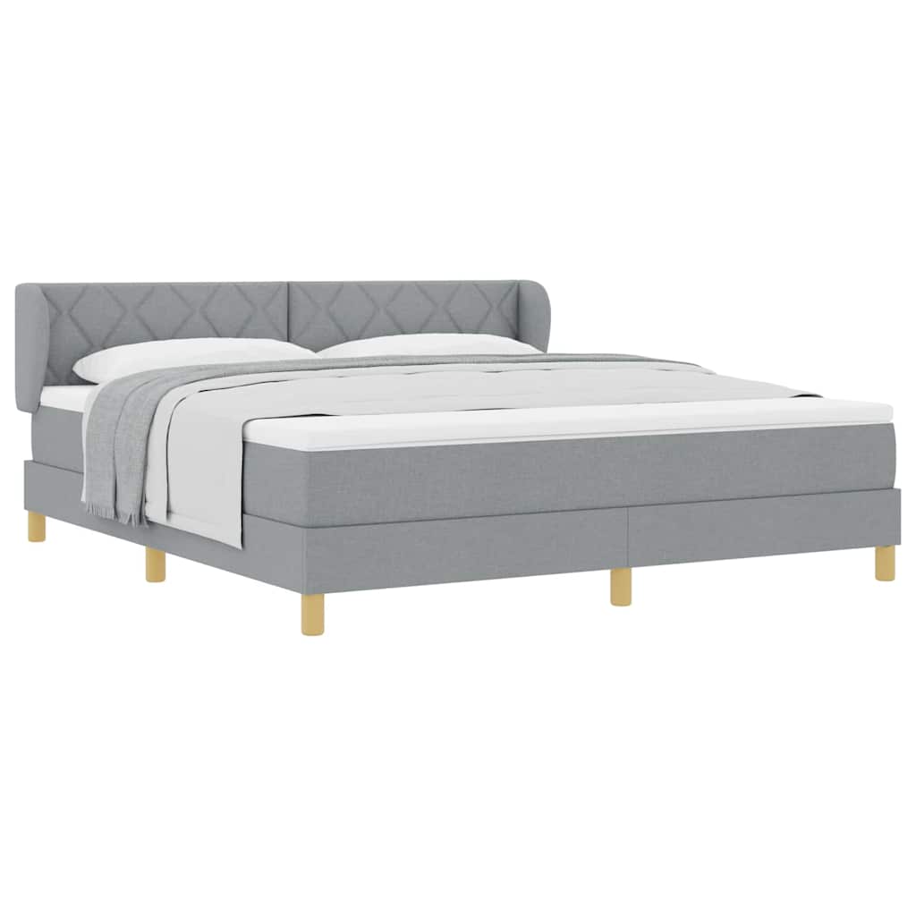 Boks madrasseng med madras creme 90x200 cm stof Lysegrå