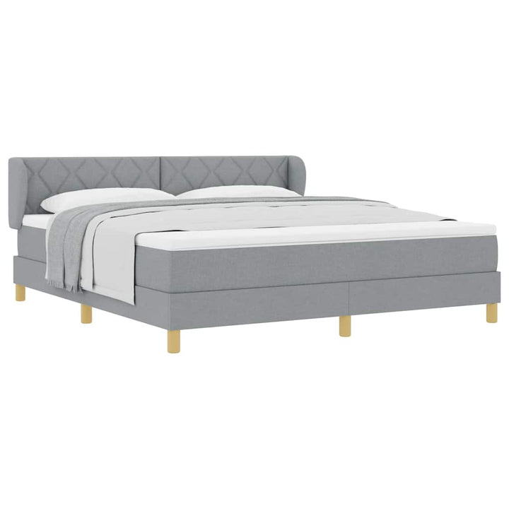 Boks madrasseng med madras creme 90x200 cm stof Lysegrå