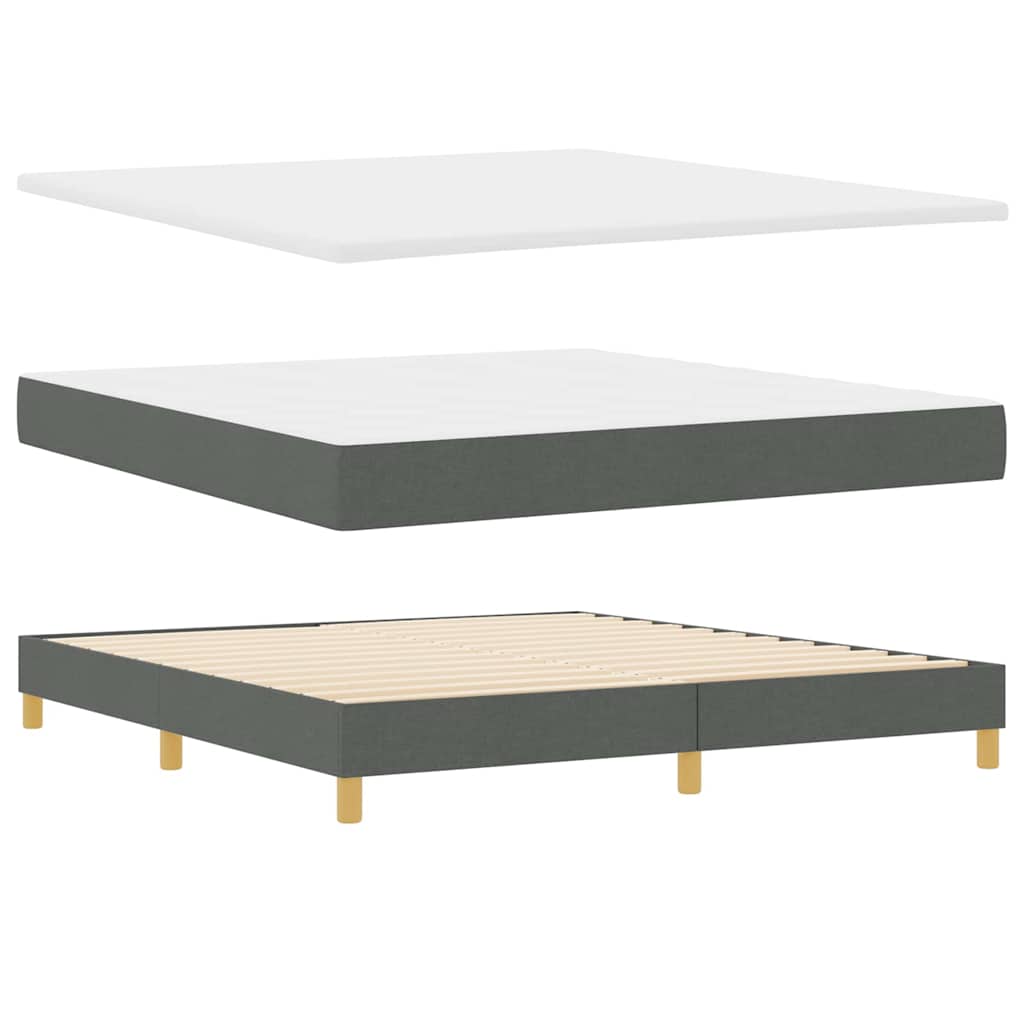 Boks madrasseng med madras creme 90x200 cm stof Mørkegrå