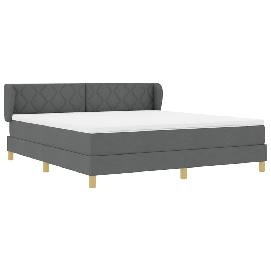 Boks madrasseng med madras creme 90x200 cm stof Mørkegrå