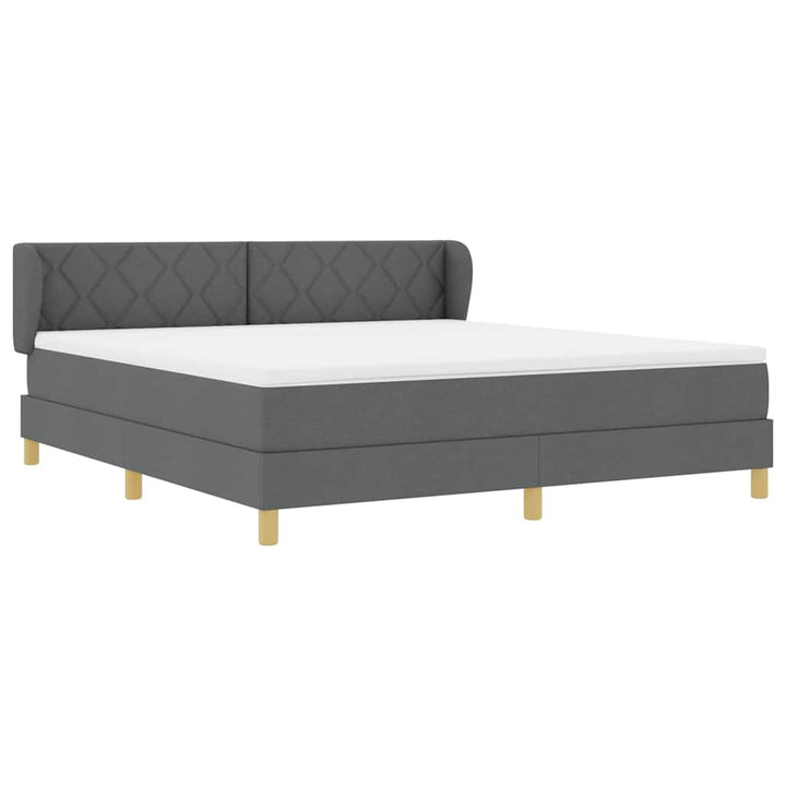 Boks madrasseng med madras creme 90x200 cm stof Mørkegrå