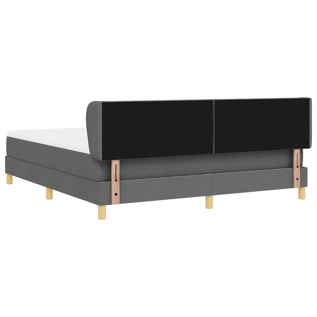 Boks madrasseng med madras creme 90x200 cm stof Mørkegrå