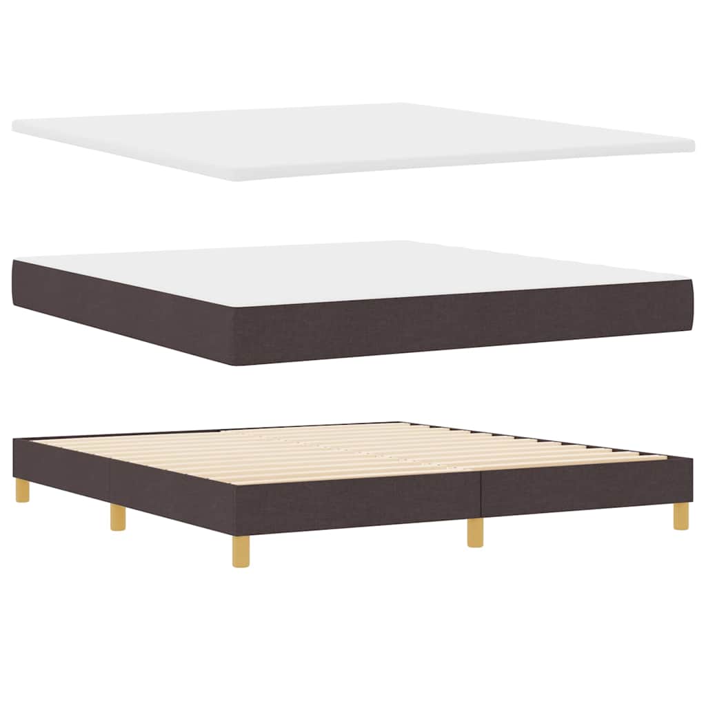 Boks madrasseng med madras creme 90x200 cm stof Mørkebrun