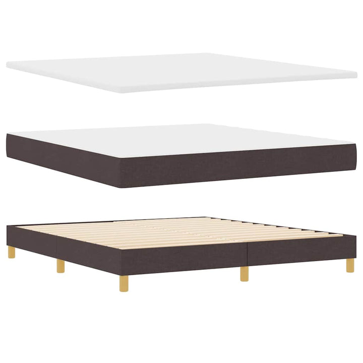 Boks madrasseng med madras creme 90x200 cm stof Mørkebrun