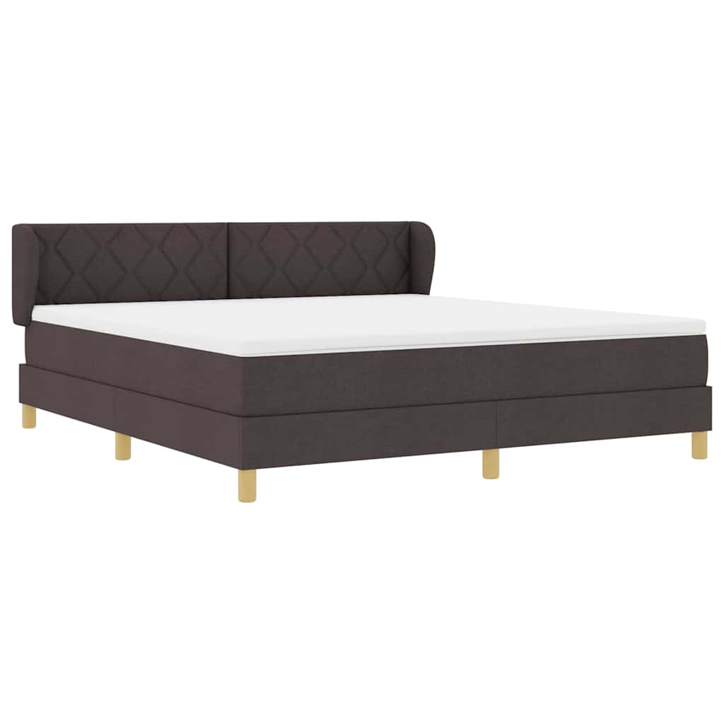 Boks madrasseng med madras creme 90x200 cm stof Mørkebrun