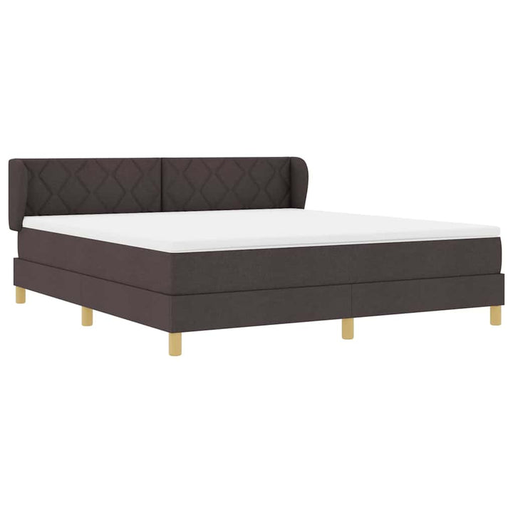 Boks madrasseng med madras creme 90x200 cm stof Mørkebrun