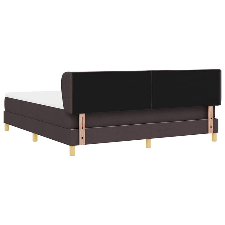 Boks madrasseng med madras creme 90x200 cm stof Mørkebrun