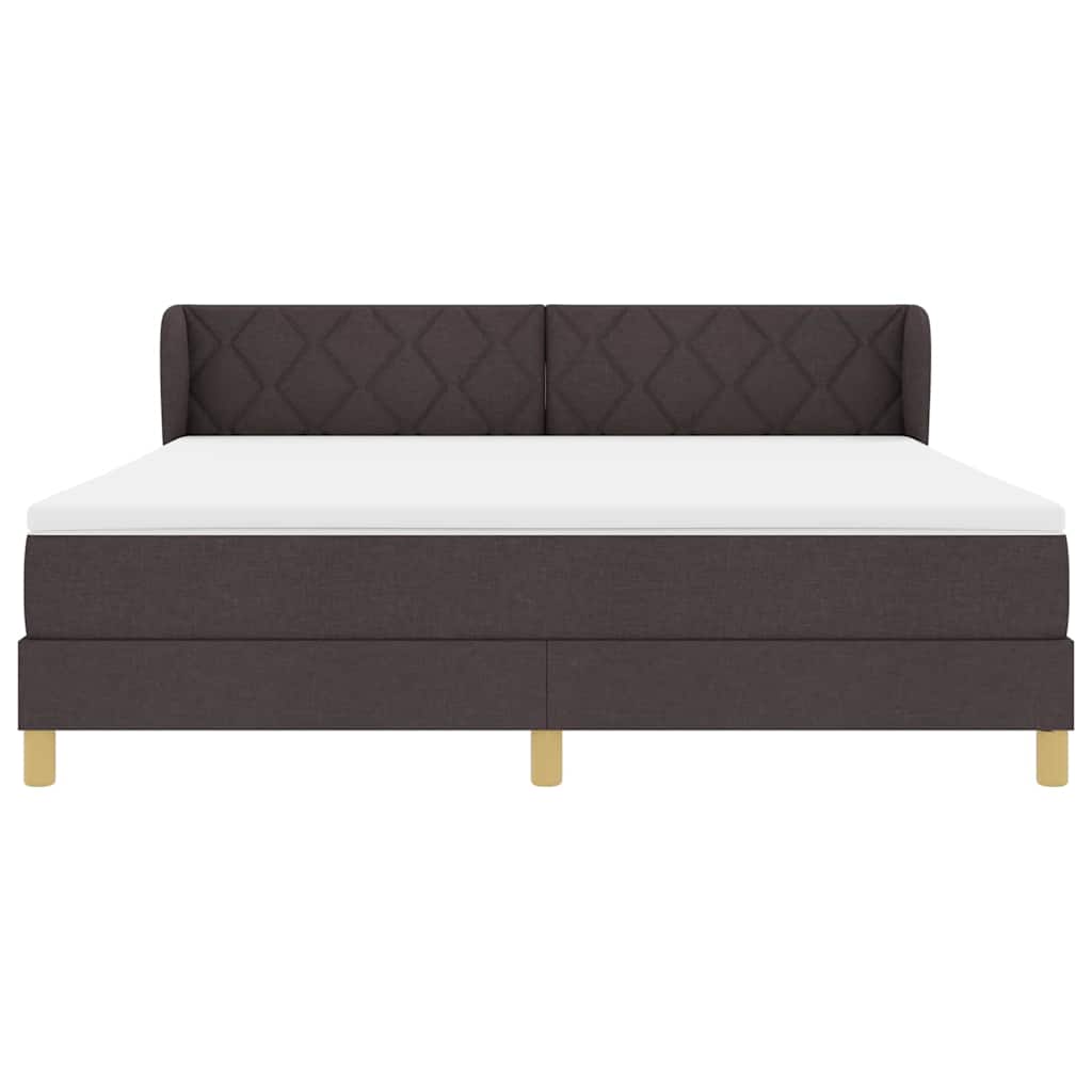Boks madrasseng med madras creme 90x200 cm stof Mørkebrun