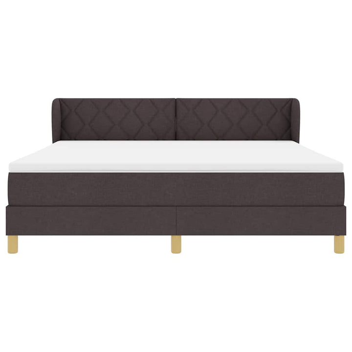 Boks madrasseng med madras creme 90x200 cm stof Mørkebrun