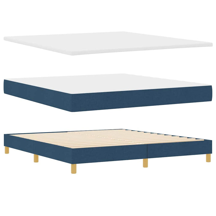 Boks madrasseng med madras creme 90x200 cm stof med madras Blå