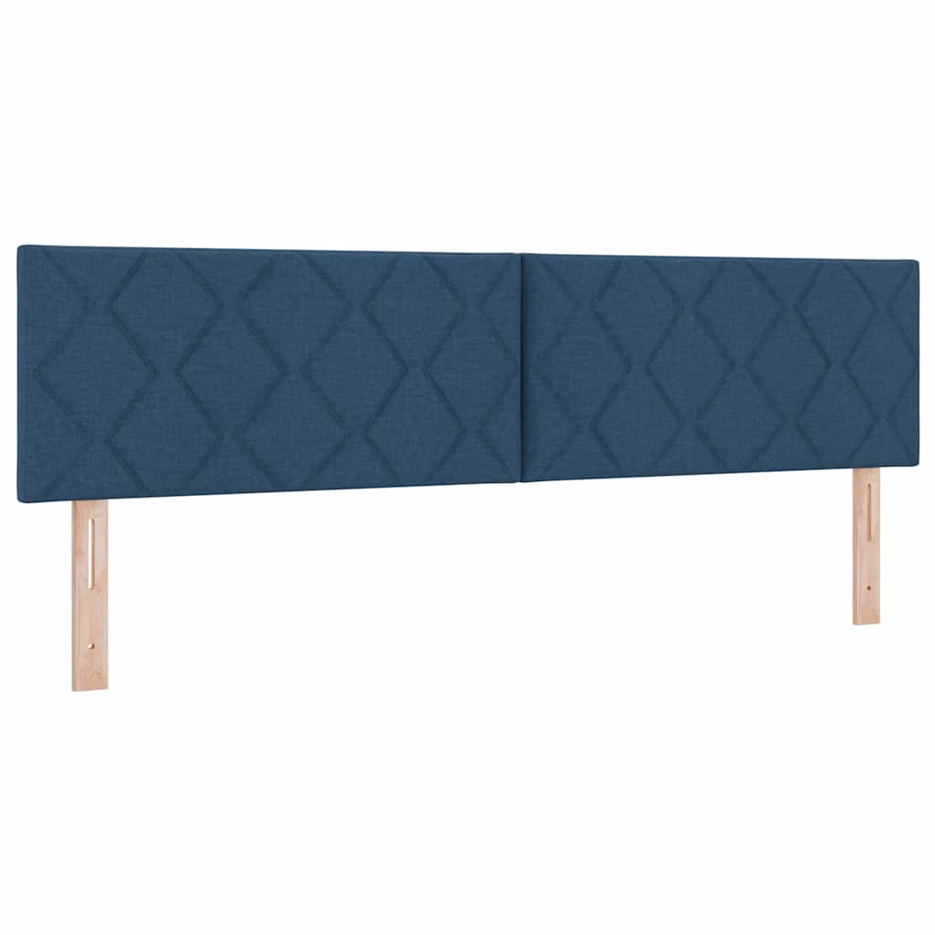 Boks madrasseng med madras creme 90x200 cm stof med madras Blå