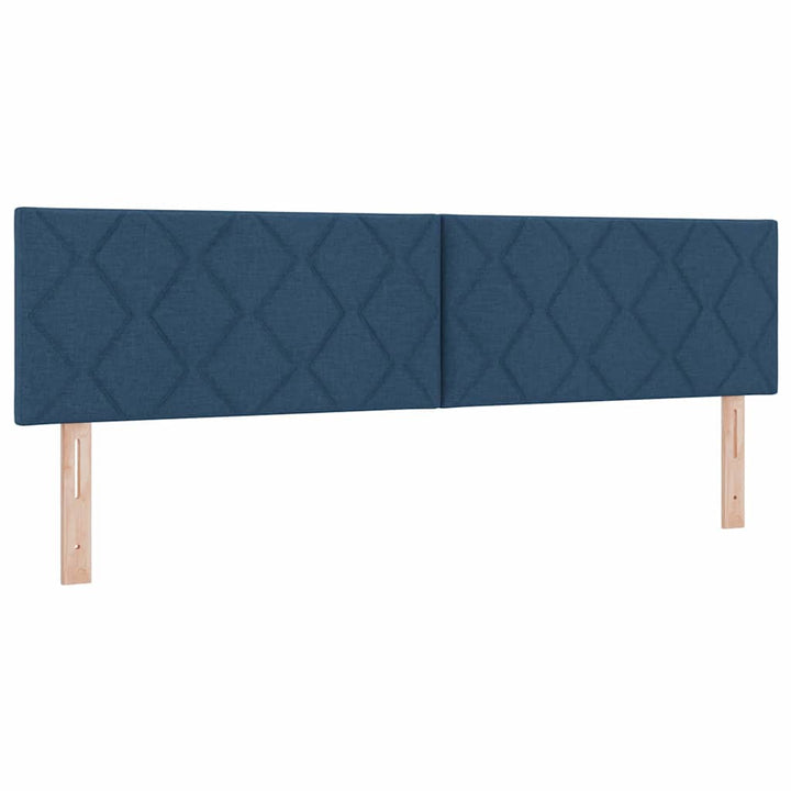 Boks madrasseng med madras creme 90x200 cm stof med madras Blå