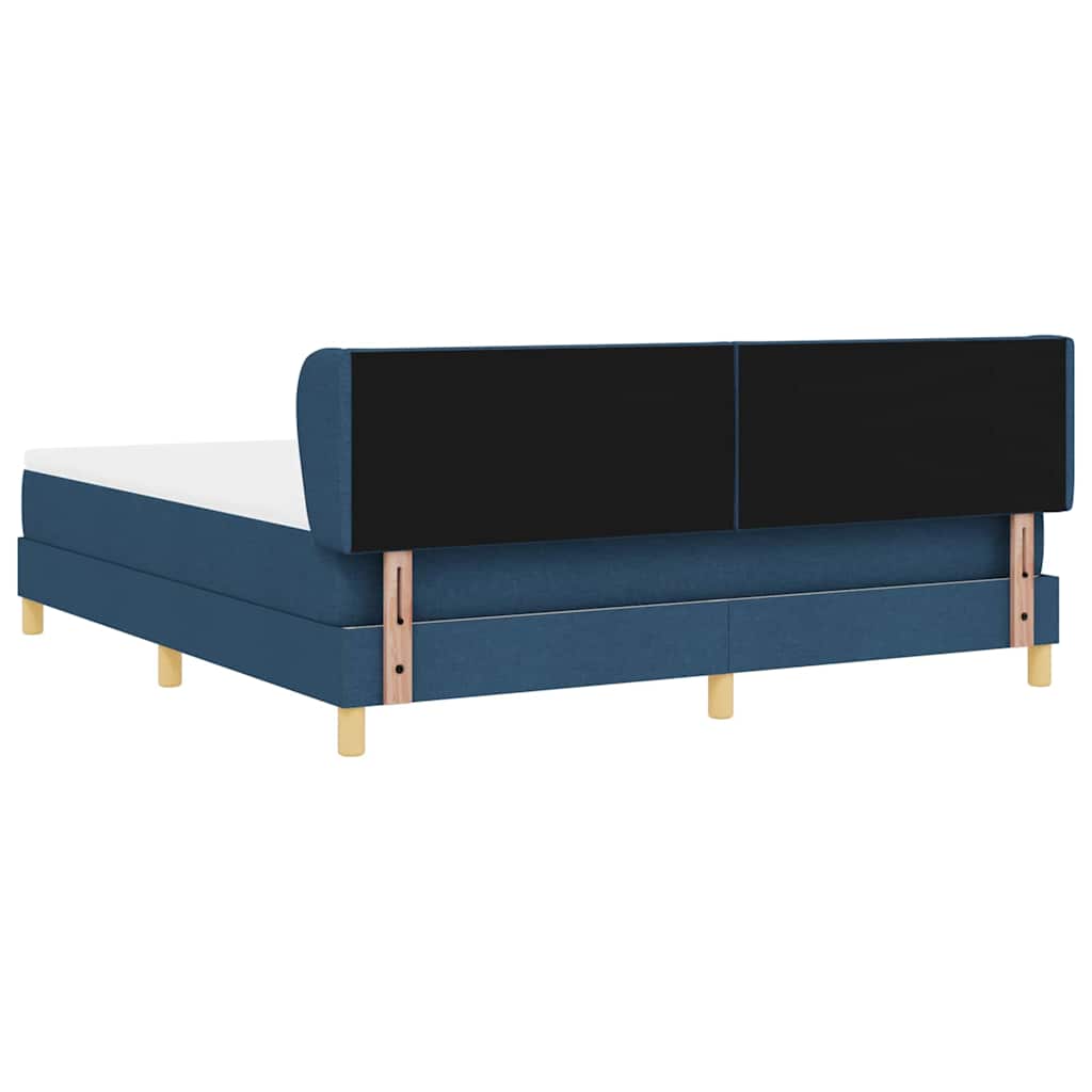 Boks madrasseng med madras creme 90x200 cm stof med madras Blå