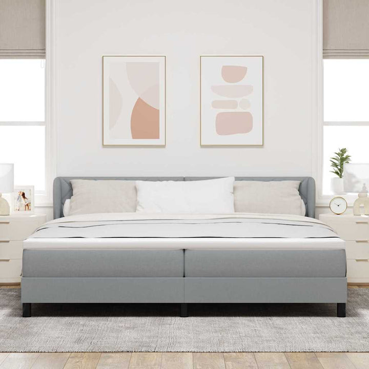Boks madrasseng med madras creme 90x200 cm stof Lysegrå