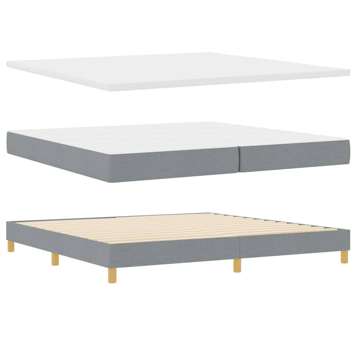 Boks madrasseng med madras creme 90x200 cm stof Lysegrå