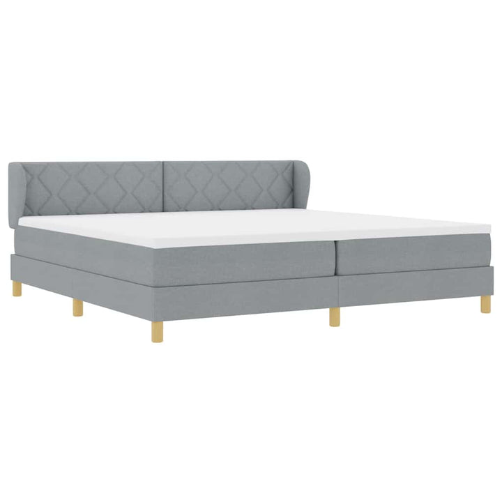 Boks madrasseng med madras creme 90x200 cm stof Lysegrå