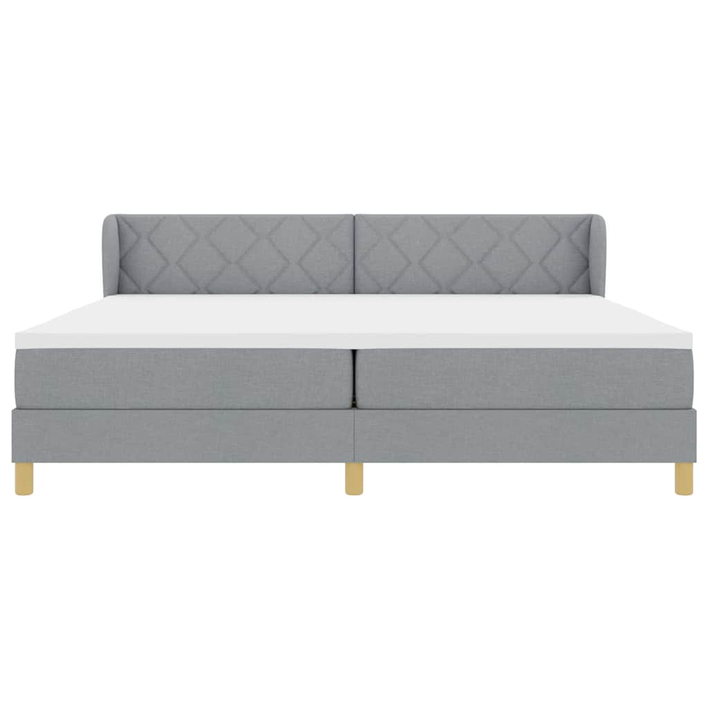 Boks madrasseng med madras creme 90x200 cm stof Lysegrå