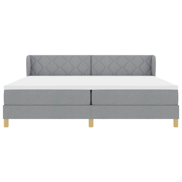 Boks madrasseng med madras creme 90x200 cm stof Lysegrå