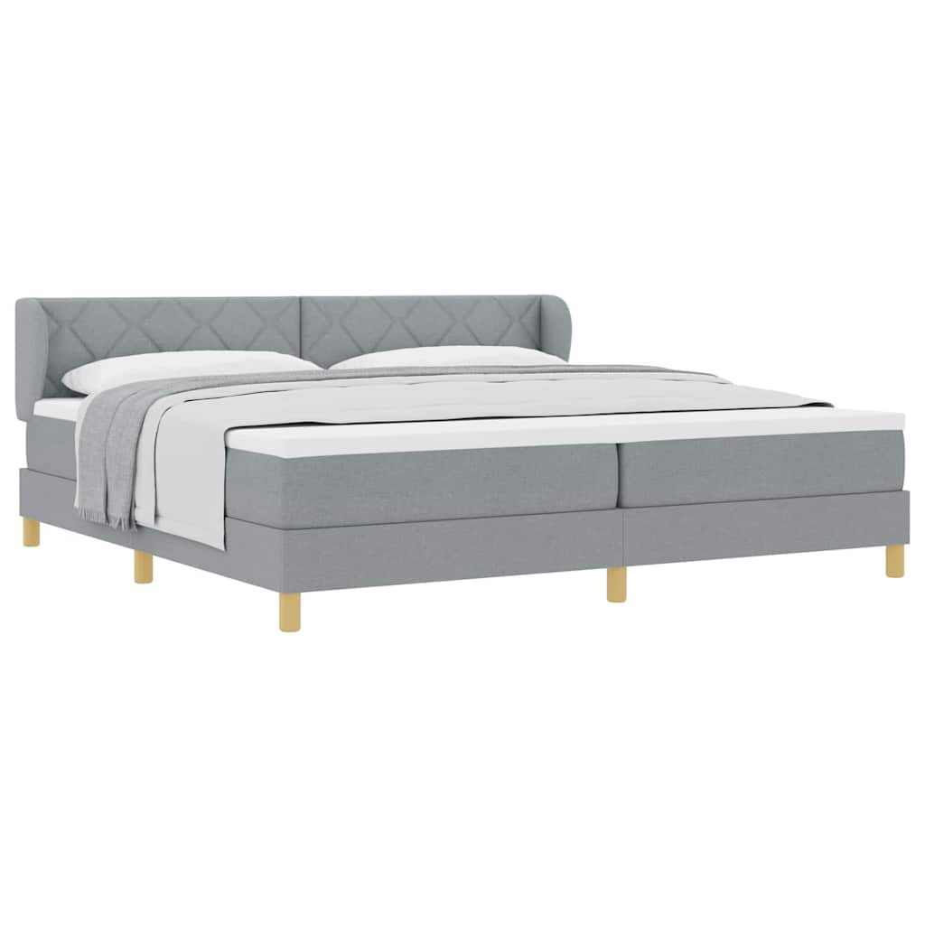 Boks madrasseng med madras creme 90x200 cm stof Lysegrå