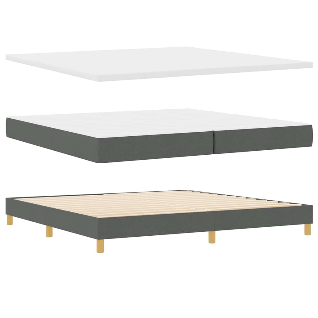 Boks madrasseng med madras creme 90x200 cm stof Mørkegrå