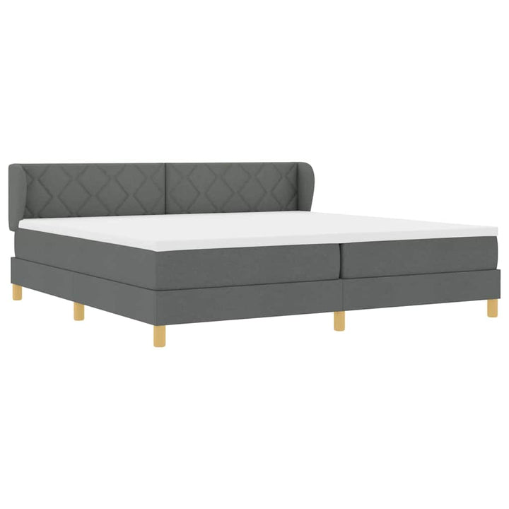 Boks madrasseng med madras creme 90x200 cm stof Mørkegrå
