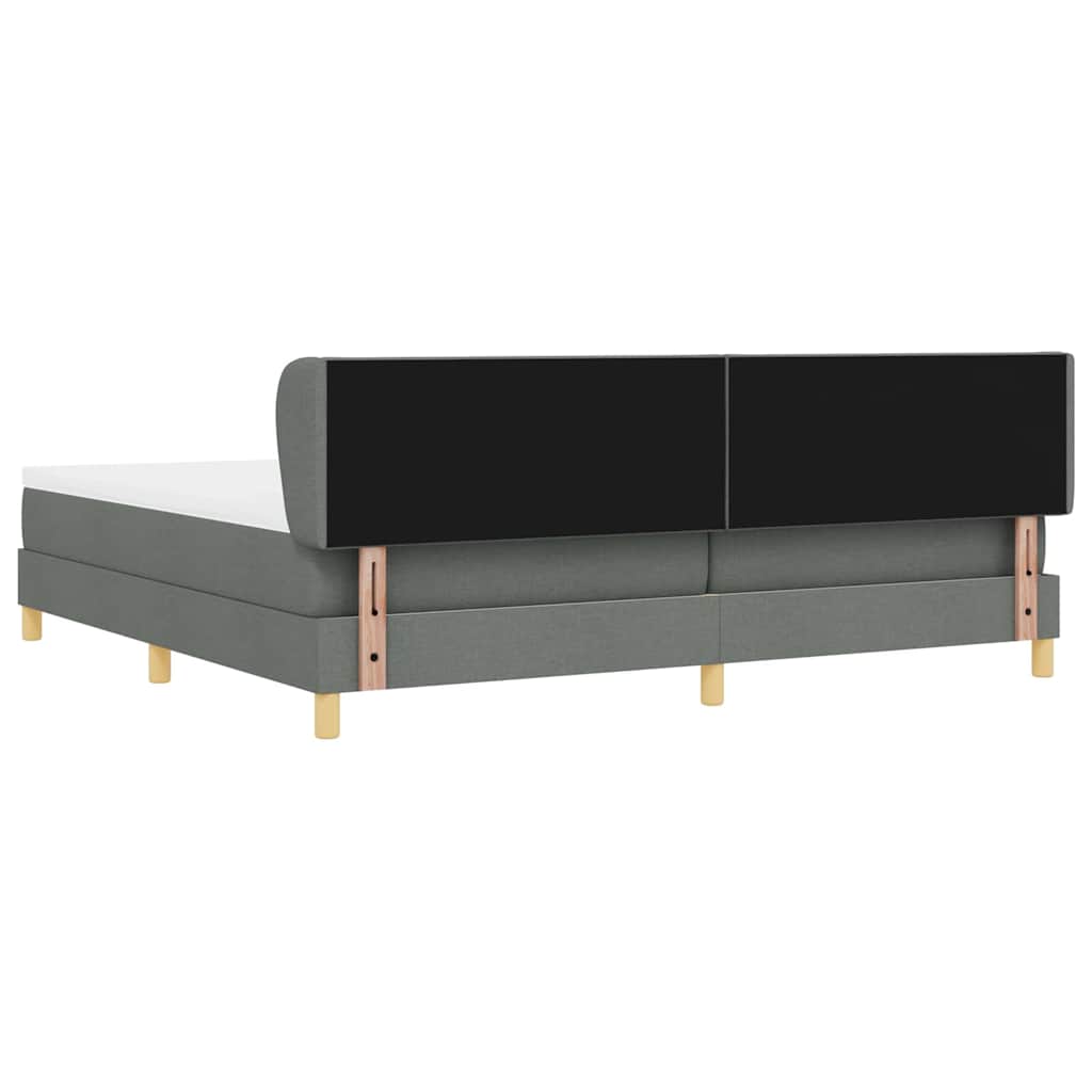 Boks madrasseng med madras creme 90x200 cm stof Mørkegrå