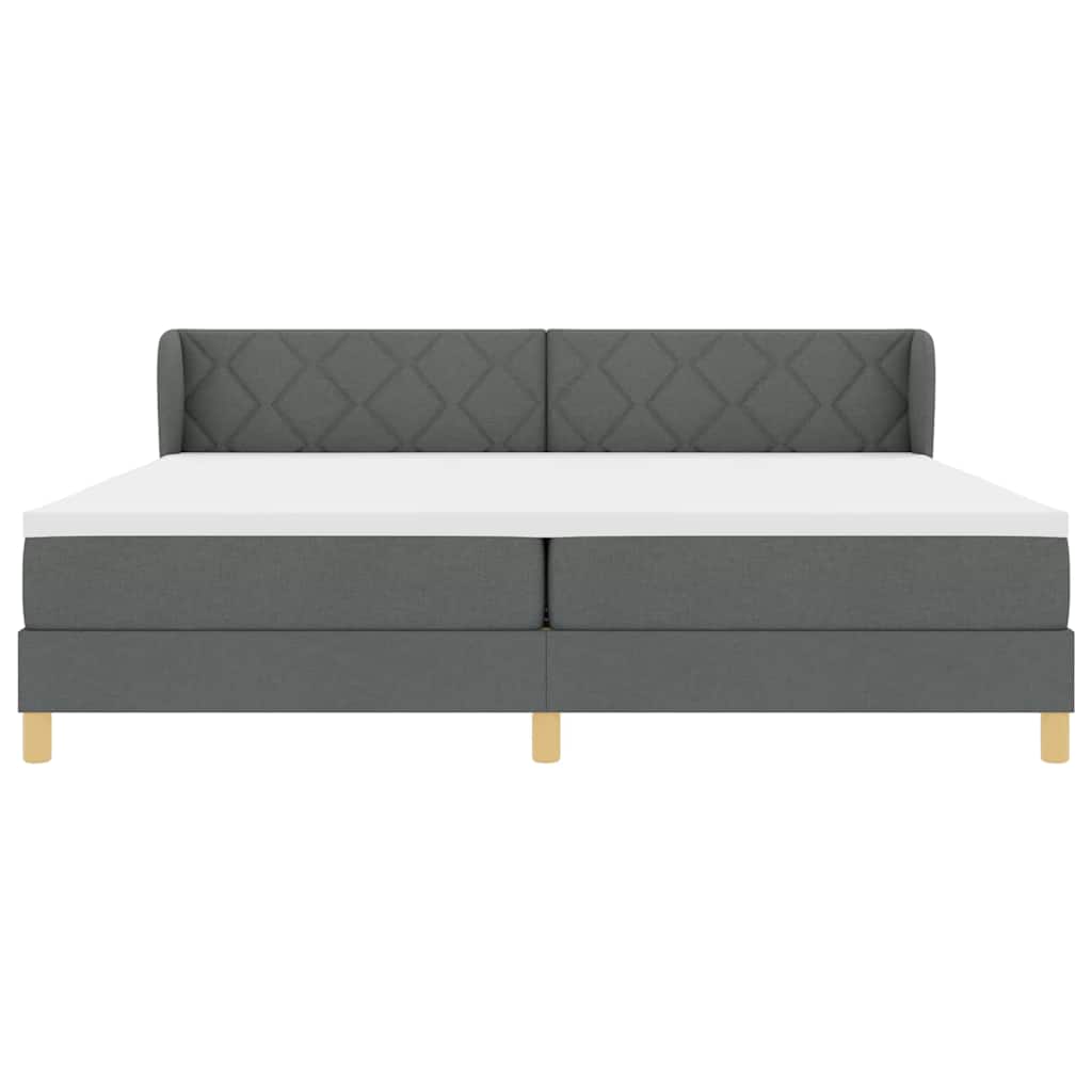 Boks madrasseng med madras creme 90x200 cm stof Mørkegrå