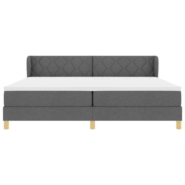 Boks madrasseng med madras creme 90x200 cm stof Mørkegrå
