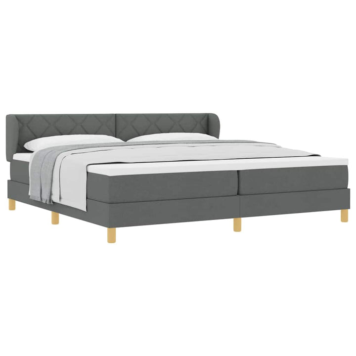 Boks madrasseng med madras creme 90x200 cm stof Mørkegrå