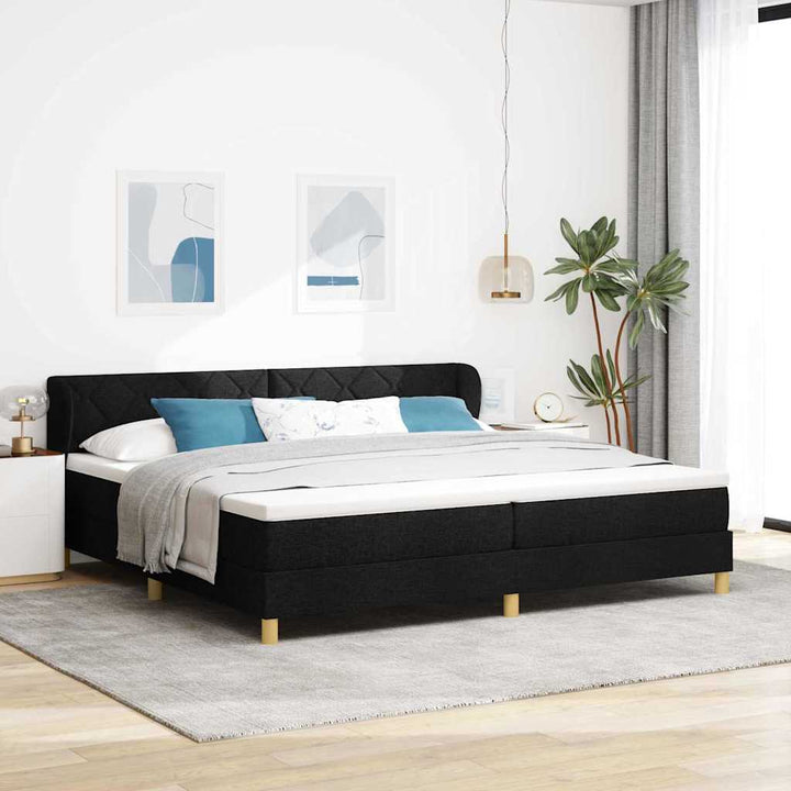 Boks madrasseng med madras creme 90x200 cm stof med madras Sort