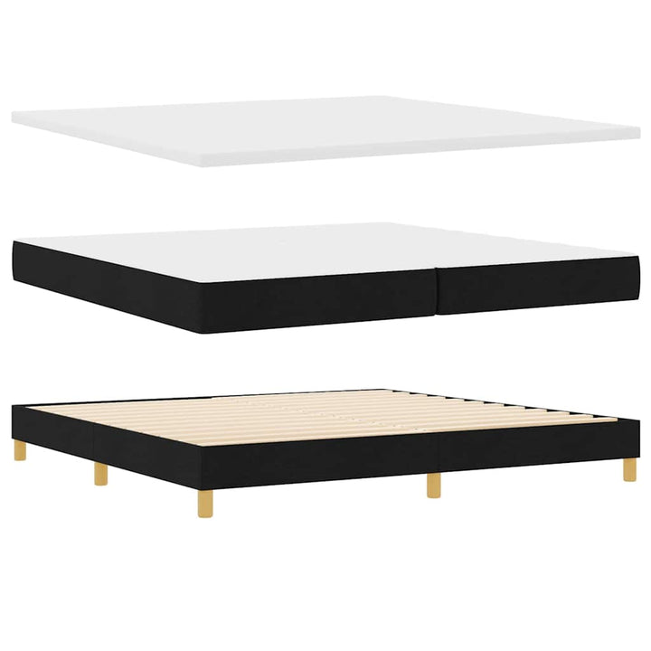 Boks madrasseng med madras creme 90x200 cm stof med madras Sort