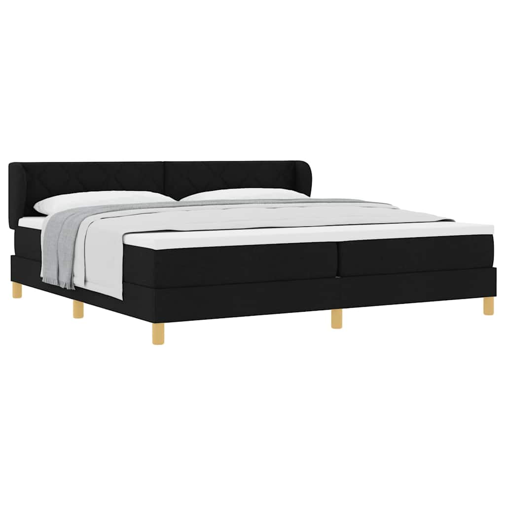 Boks madrasseng med madras creme 90x200 cm stof med madras Sort