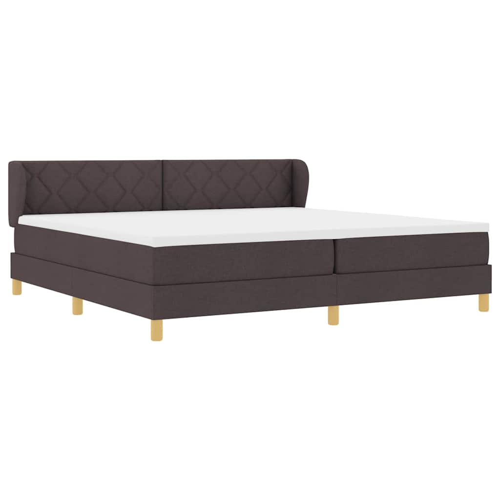 Boks madrasseng med madras creme 90x200 cm stof Mørkebrun