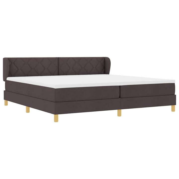 Boks madrasseng med madras creme 90x200 cm stof Mørkebrun