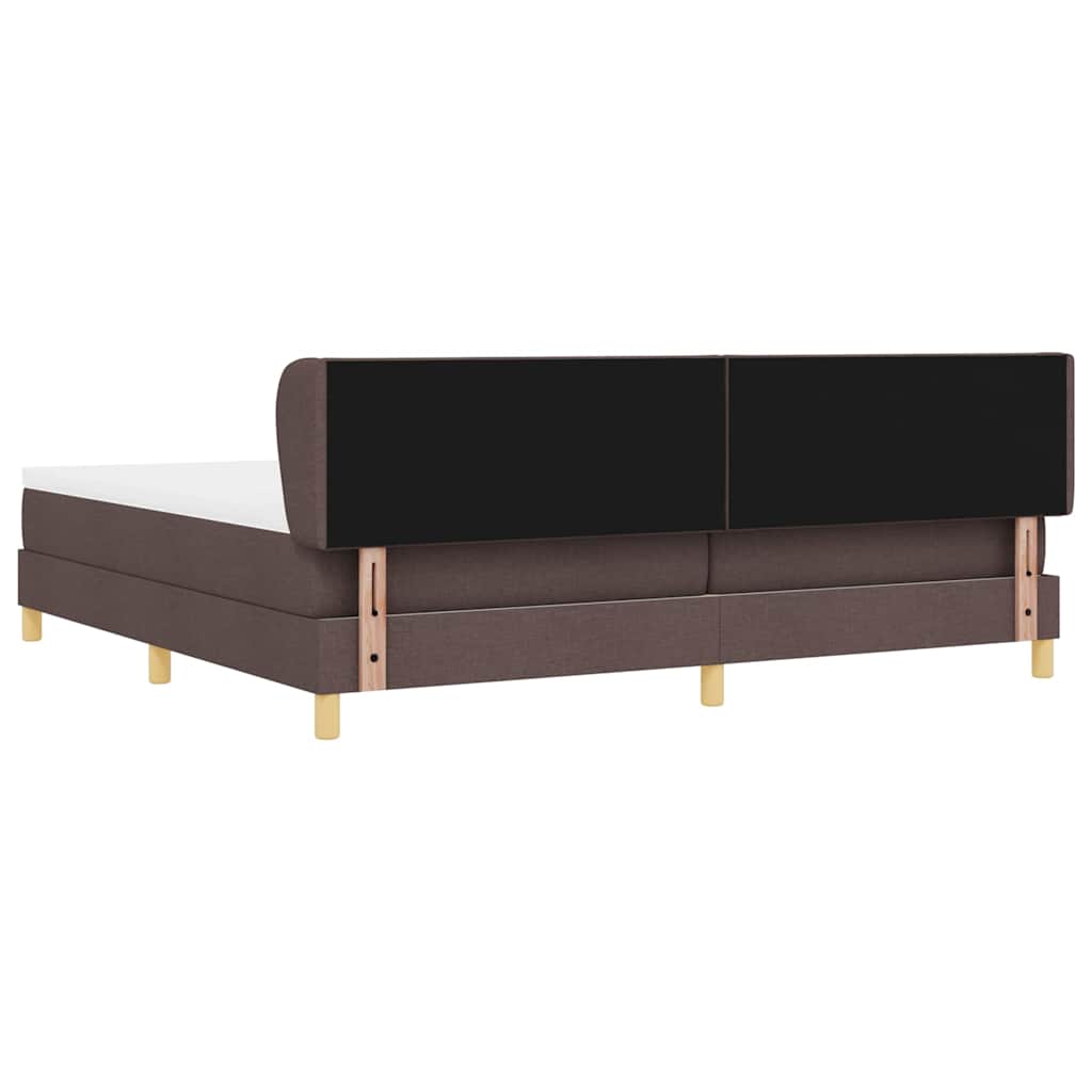 Boks madrasseng med madras creme 90x200 cm stof Mørkebrun